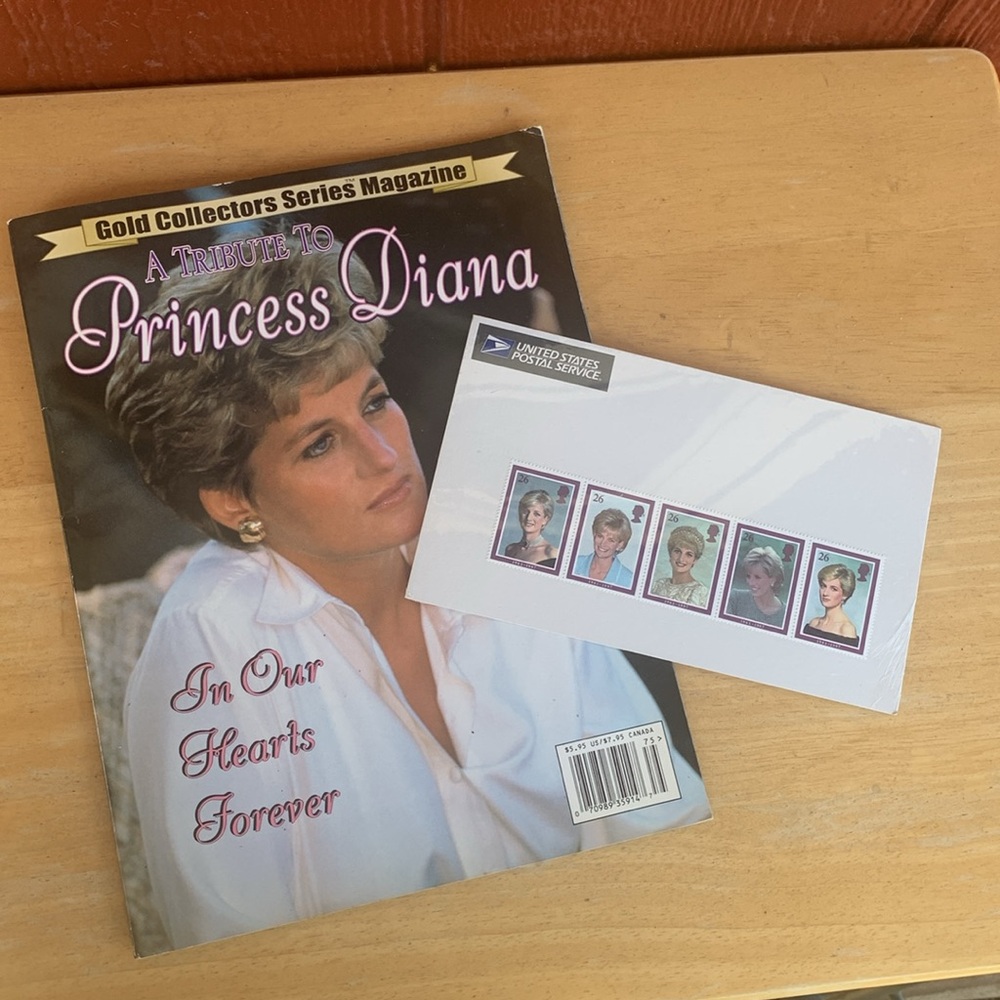 📪 5 Princess Diana Stamps & MAGAZINE
